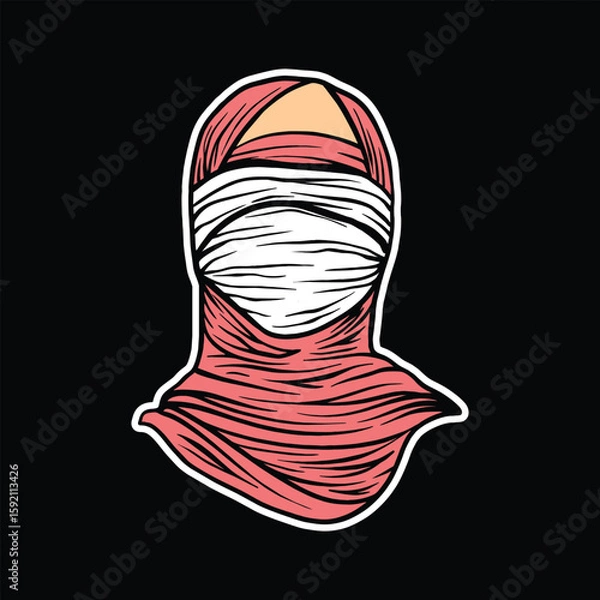 Fototapeta Hijab Woman with Face Wrapped Vector Illustration
