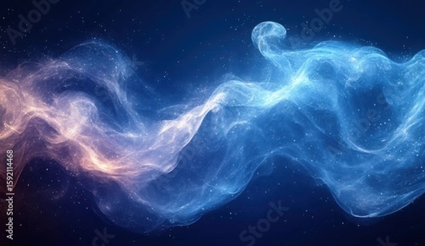 Obraz A dreamy space nebula with swirling blue and purple clouds and scattered stars in the dark sky