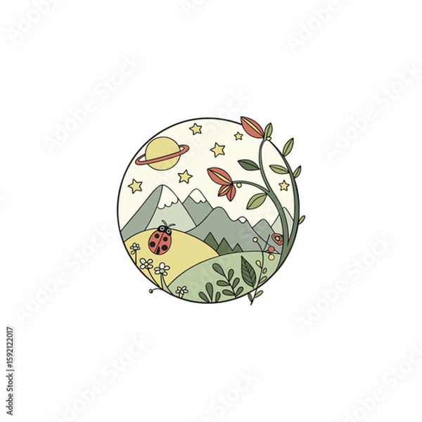 Fototapeta Silhouette vector globe with flowers