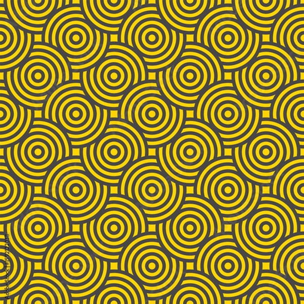 Fototapeta Yellow and gray concentric circles creating geometric pattern