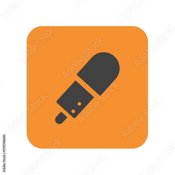 Fototapeta Marker icon in black silhouette on orange square background  