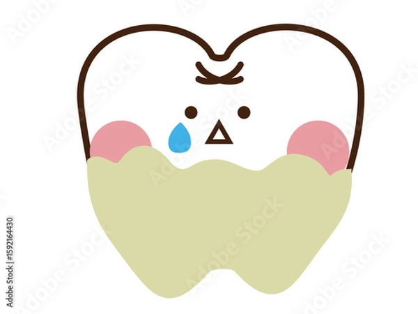 Fototapeta 歯石に汚れているかわいい歯のマスコットキャラクター