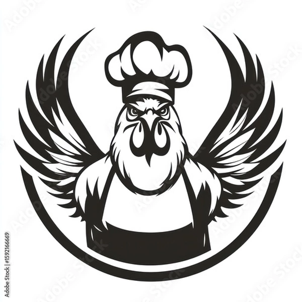 Fototapeta Rooster chef in circular design