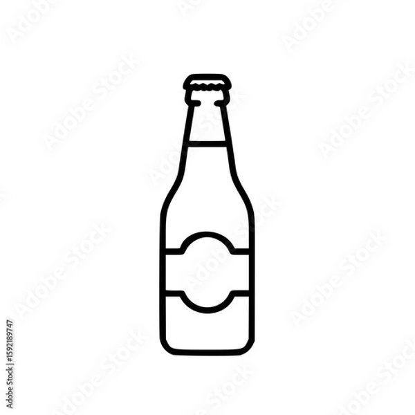 Fototapeta Outline of a beer bottle on a white background for International Beer Day  