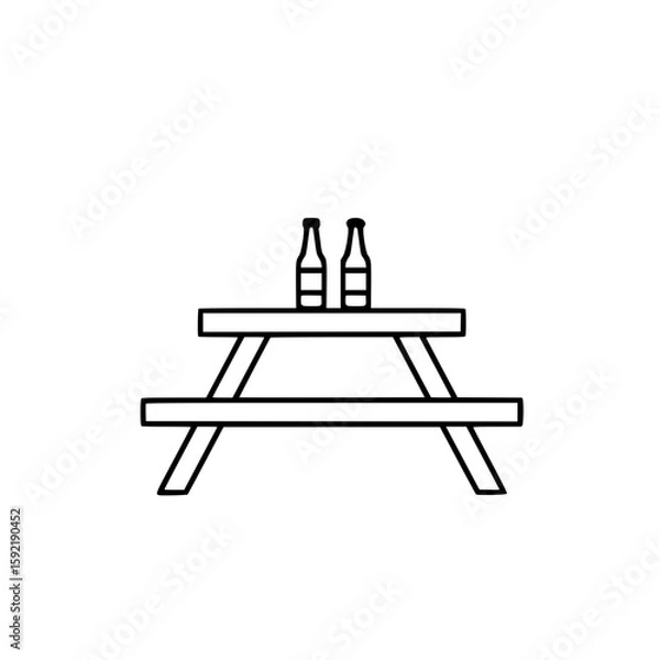 Fototapeta Picnic table with two bottles representing International Beer Day  
