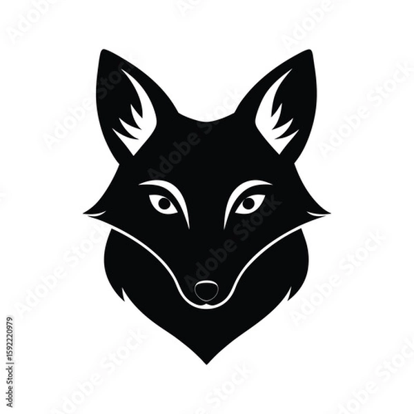 Fototapeta Silhouette vector of an Andean fox head with sharp features for mountain wildlife art Vector illustration