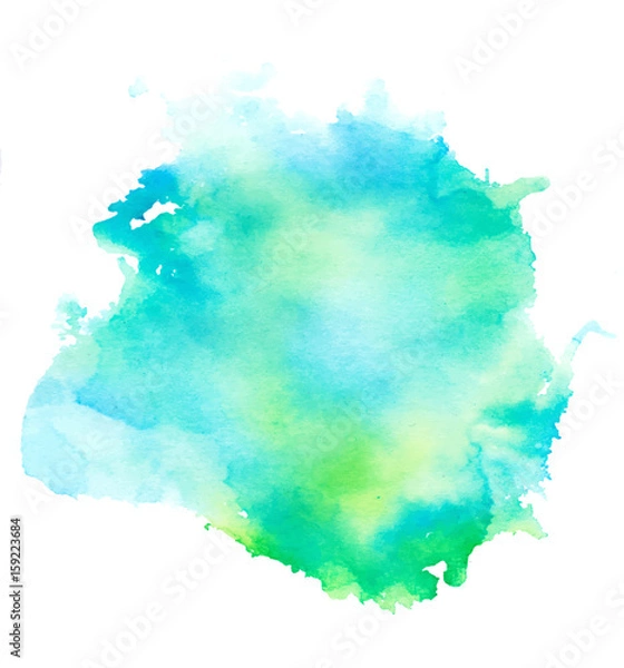 Fototapeta Colorful abstract watercolor texture stain with splashes and spatters. Modern creative watercolor background for trendy design.