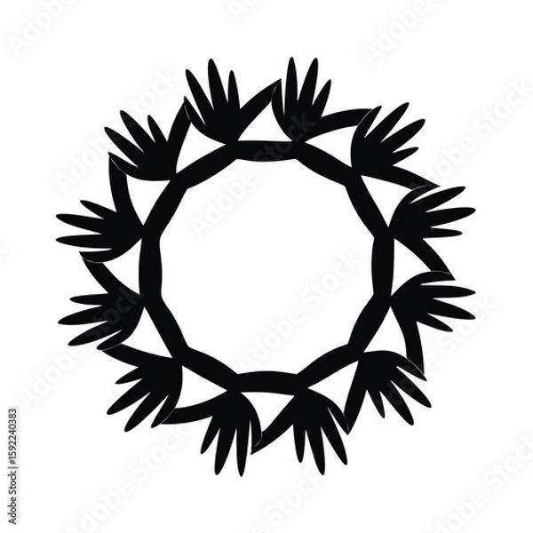 Fototapeta Flat Vector Illustration of Connected Hands Forming a Collaborative Network