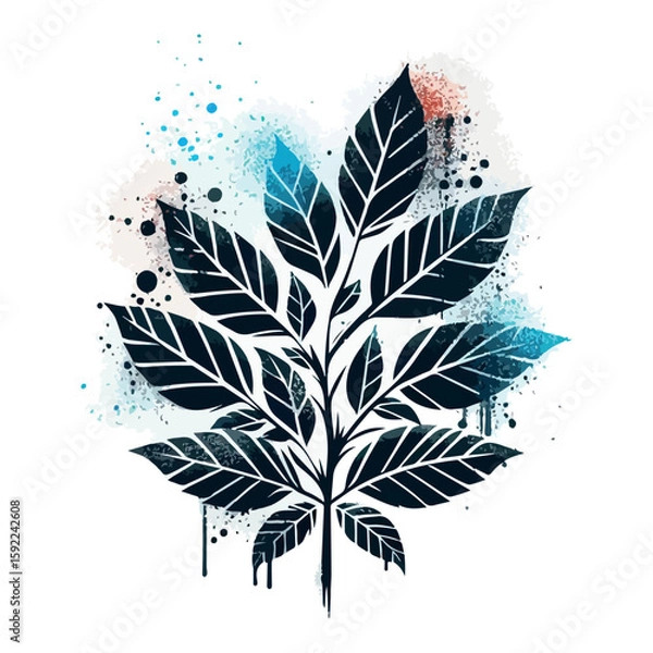 Fototapeta Spray painted graffiti leaves sprayed isolated with vector with white baground