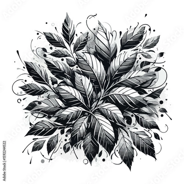 Fototapeta Spray painted graffiti leaves sprayed isolated with vector with white baground