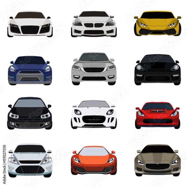 Obraz super car flat set icon