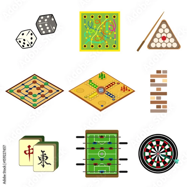 Obraz board games flat icon set