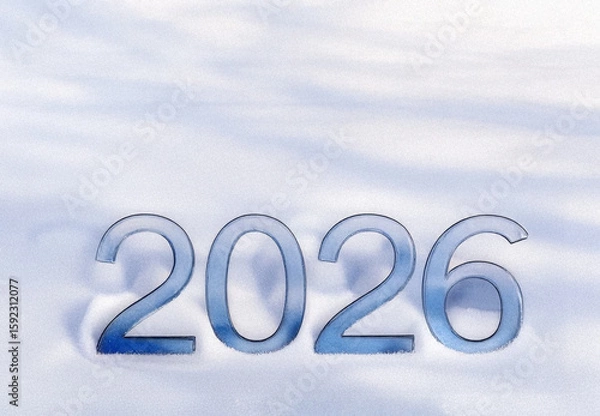 Obraz 2026 Holiday Scene with white snowy numbers 2026. Concept of Festive Celebration, Winter Wonderland, Christmas. New Year