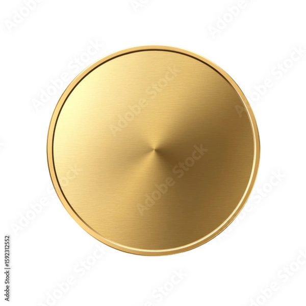 Fototapeta Sleek gold metal disc with concentric circle pattern and smooth polished finish