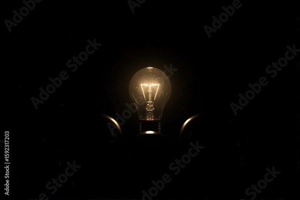 Obraz Illuminated Light Bulb Dark Background Ideas Innovation Creativity Inspiration Business Concept Energy Technology Electricity Bright Glowing Symbol Power
