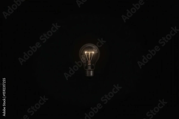 Obraz Single Light Bulb Glowing Dark Background Creative Ideas Innovation Inspiration Energy Concept Business Technology Electricity Bright Illumination Symbol
