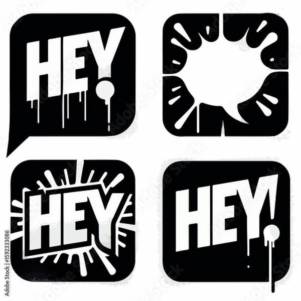 Fototapeta Spray painted graffiti speech bubble icon sprayed with word hey graffiti speech bubble symbol