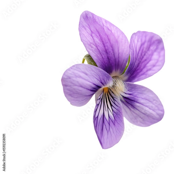 Fototapeta A beautiful close up of a purple viola flower showing its delicate petals isolated on a transparent background png