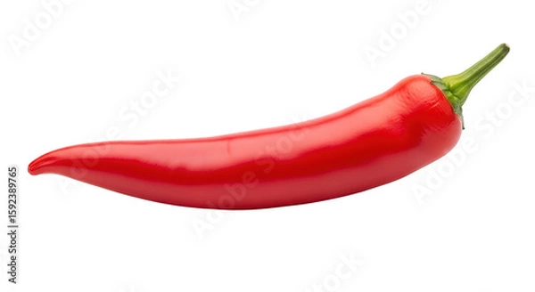Fototapeta A vibrant red chili pepper isolated on white. featuring chili, pepper, red. This image is ideal for use in various financial contexts.