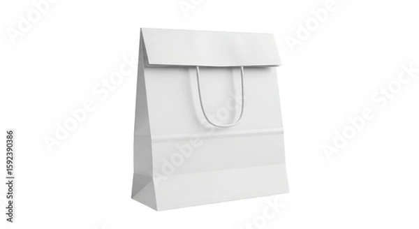Fototapeta A white paper bag isolated on white. featuring bag, paper, white. This image is ideal for use in various financial contexts.