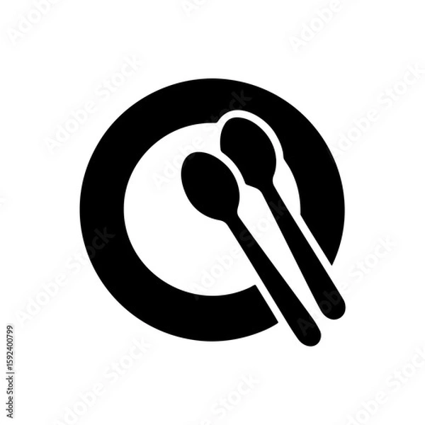 Fototapeta Plate with Spoon Icon: Ideal for Cafeteria, Catering & Meal Services