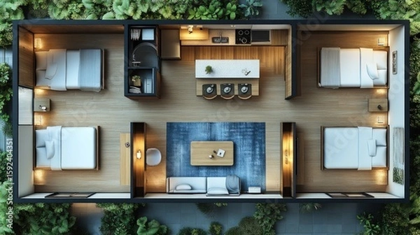 Obraz Small apartment floorplan with garden view