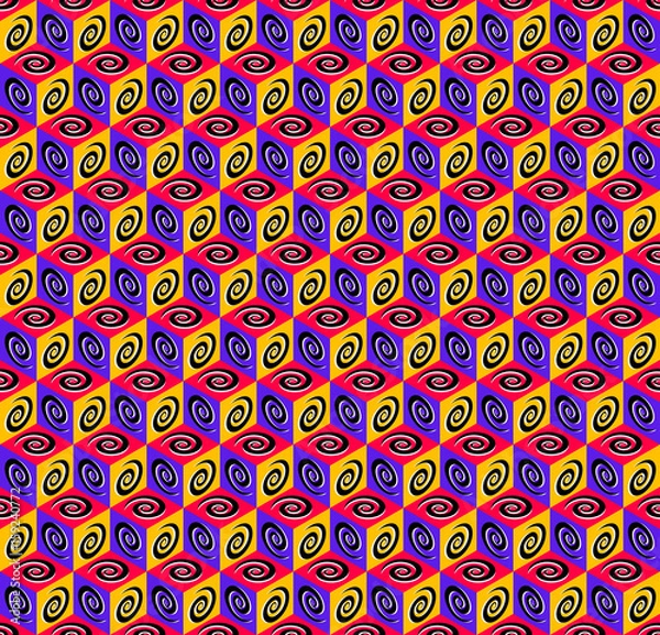 Fototapeta Abstract retro background - isometric multi-colored cubes with spiral in vector