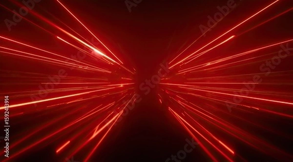 Fototapeta Red light streaks radiating from a central point