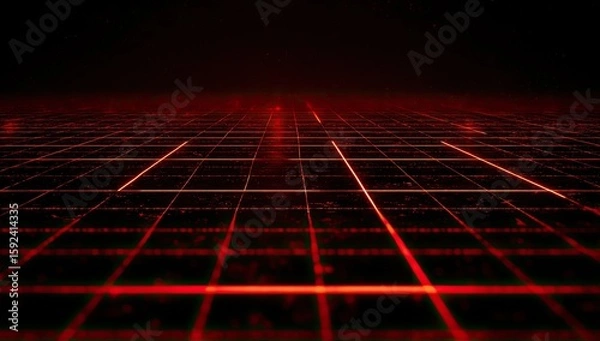 Obraz Red grid digital landscape