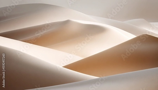 Obraz Abstract 3D sculpted forms in light beige and tan