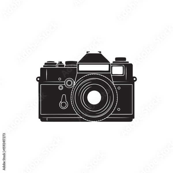 Fototapeta Retro Black and White SLR Camera with Lens and Shutter Details