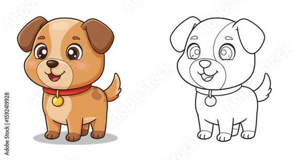 Fototapeta Chibi-Style Panther Cub with Cute Face and Tiny Paws: Dual Art