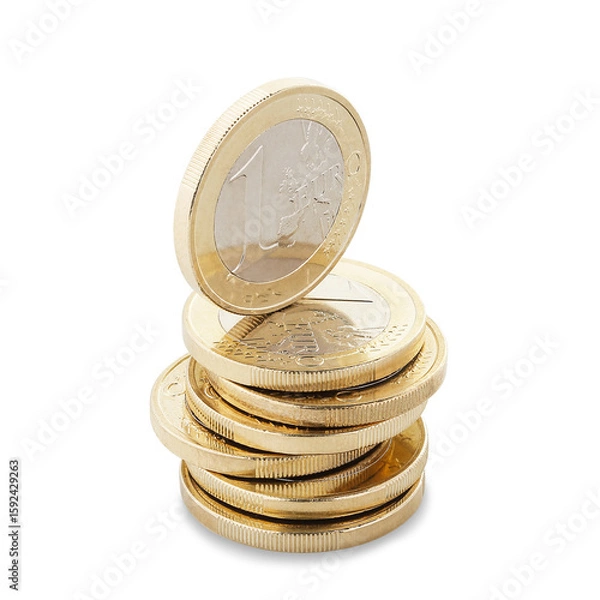 Obraz stack of one euro coins isolated