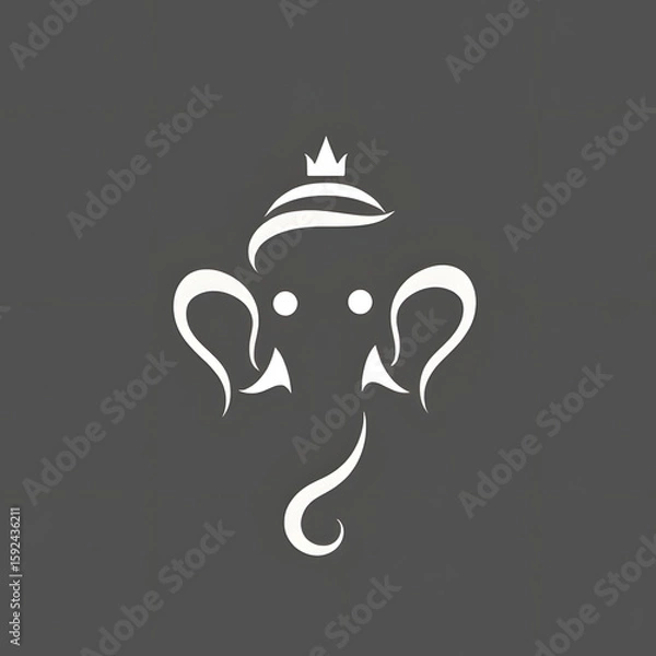 Fototapeta Minimal Flat Abstract Ganesha Silhouette in Modern Color Palette - Vector Design