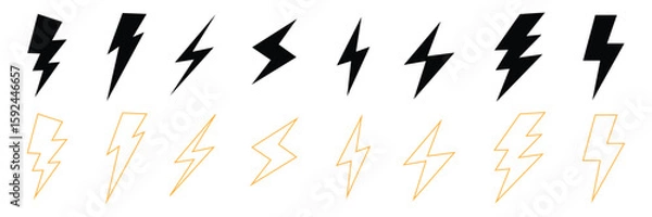 Fototapeta Webflash thunder power icon, Lightning bolt icon with thunder bolt - Electric power icon symbol in thin line, outline and stroke style for apps and website . EPS 10 .