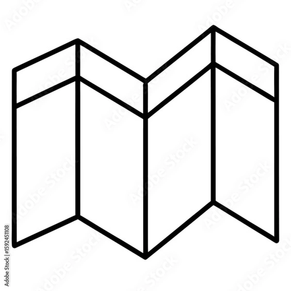 Fototapeta Minimalist folded map icon in a clean single line graphic style