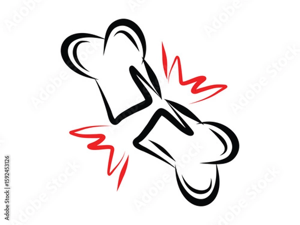 Obraz Broken Bones Fracture Hand Drawn Icon, Doodle Sketch Vector Illustration