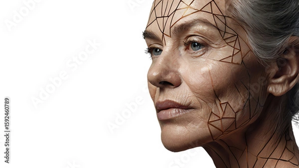 Obraz Element Isolated Transparent conceptual artwork Digital art blending human and geometric elements PNG DIE-CUT for advertising