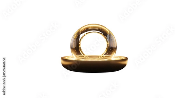 Obraz Element Isolated Transparent conceptual artwork Futuristic golden ring with hollow design. PNG DIE-CUT for advertising