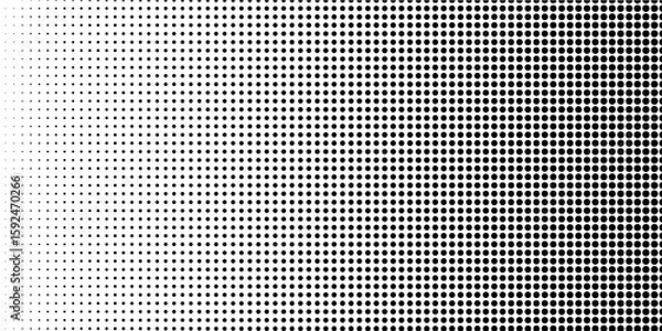 Obraz fun beautiful black and white shadow halftones retro pop art funky urban colorful comic book. Dotted halftone gradient texture. Vanishing polka dot background. Repeating dots gradation pattern backgro