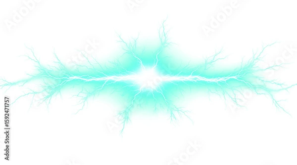 Fototapeta Abstract Energy Burst with Electric Rays and Bright Center  Isolated on a transparent background