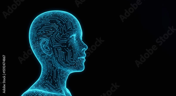 Fototapeta Human brain stylized as electronic circuit board