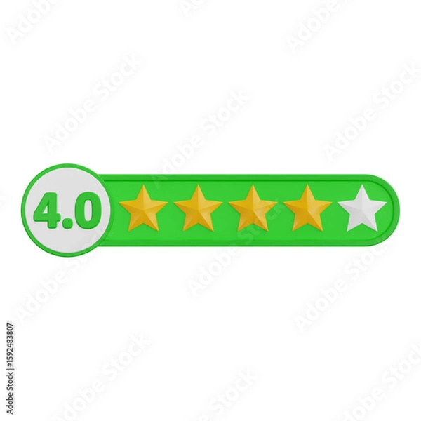 Fototapeta 3D four star rating icon for quality feedback