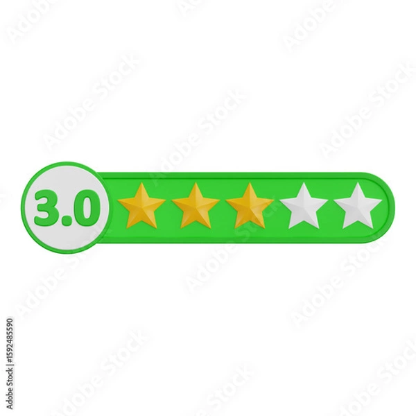 Fototapeta 3D three star rating vector icon for feedback