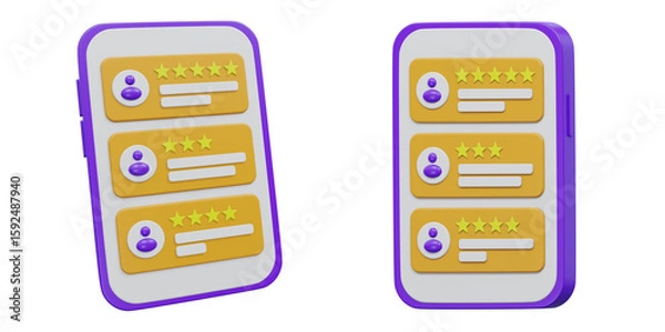 Fototapeta 3D customer review and rating on smartphone screen