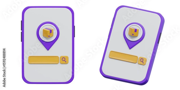 Fototapeta 3D order tracking and delivery status on mobile app