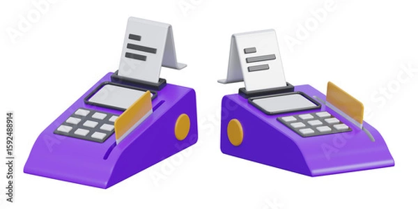 Fototapeta 3D POS terminal machine for credit card payment