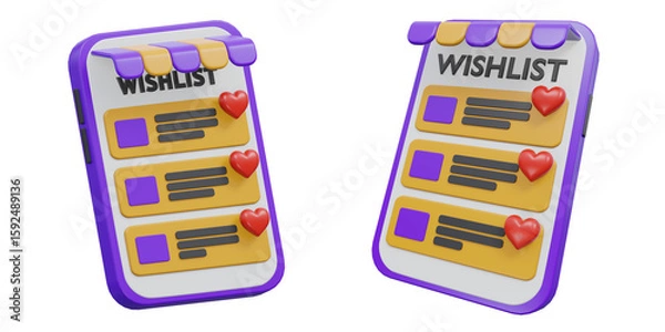 Fototapeta 3D online store wishlist on mobile phone screen