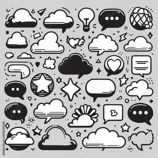 Fototapeta Line art of speech bubble set design
