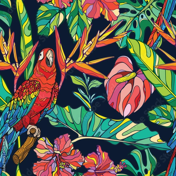 Obraz Seamless vector tropical pattern